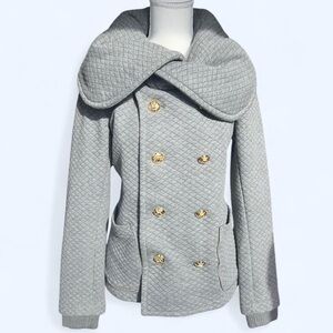 Vintage Y2K Juicy Couture Light Gray Quilted Double-Breasted coat